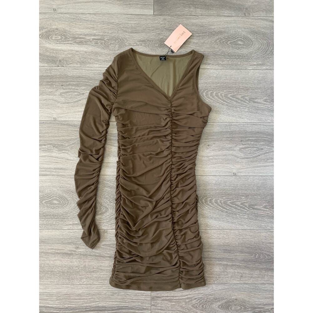 New Shein Bae One Shoulder Mesh Bodycon Dress Size Medium